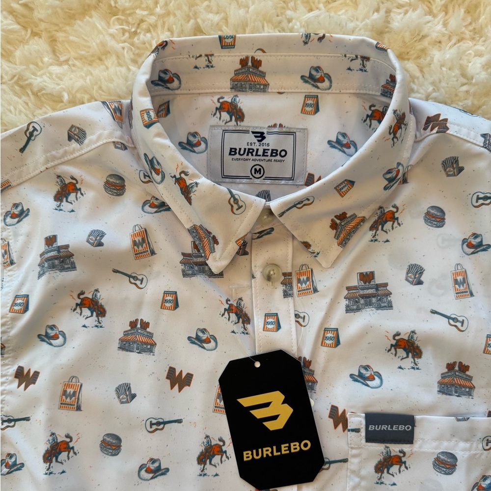 NWT Burlebo performance button up Whataburger the… - image 3